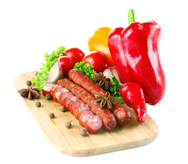 Poster - Smoked thin sausages and vegetables