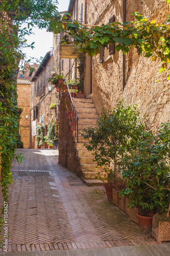 Tapeta ścienna na wymiar Italian style street decorated with flowers