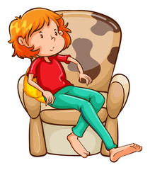 Poster - A tired girl at the chair