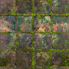HQ Seamless, Tileable Texture Old Medieval Mossy Outdoor Tiles.