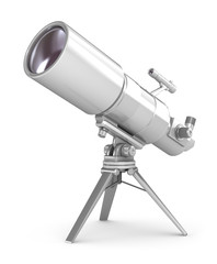 Wall Mural - telescope on support over wite