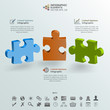 Three Pieces of Puzzle Infographic Background