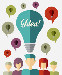 Wall Mural - people icons with dialog idea and bulb speech bubbles