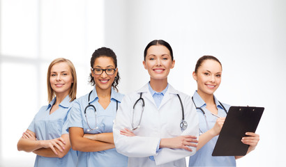 Canvas Print - team or group of female doctors and nurses