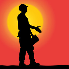 Canvas Print - Vector silhouette of a worker.