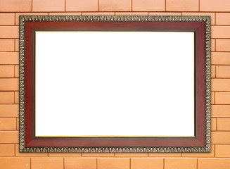 Wall Mural - wood frame on brick stone wall