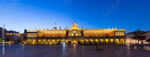 Fototapeta na szkło Rynek nocą, Polska, Kraków.