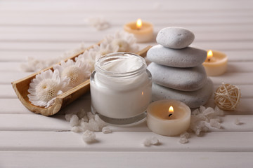 Poster - Spa setting on wooden background