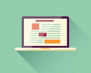 Flat icon laptop, electronic device, responsive web design