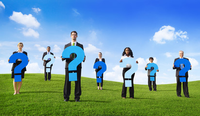 Poster - Group of Business People Holding Question Mark