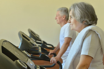 Sticker - Elderly couple exercising in gym