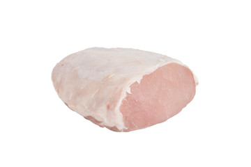 piece of raw pork isolated on white background