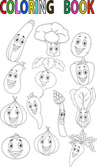 Wall Mural - Cartoon vegetable coloring book