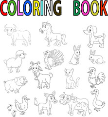 Wall Mural - Farm animal coloring book