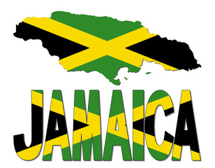 Wall Mural - Jamaica map flag and text illustration