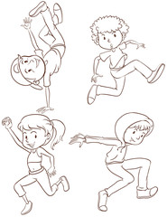 Sticker - Plain sketches of the hiphop dancers