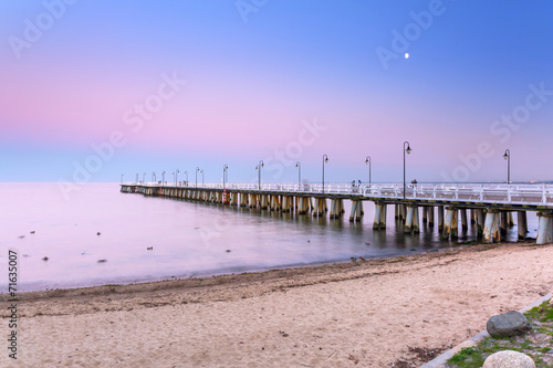 Naklejka - mata magnetyczna na lodówkę Baltic pier in Gdynia Orlowo at sunset, Poland