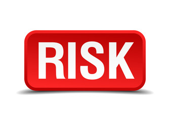 Wall Mural - Risk red 3d square button isolated on white