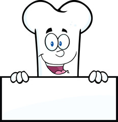 Wall Mural - Smiling Bone Cartoon Mascot Character Over A Blank Sign