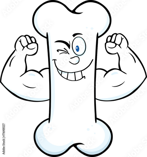 Winking Bone Cartoon Character Showing Muscle Arms Buy This Stock Vector And Explore Similar Vectors At Adobe Stock Adobe Stock