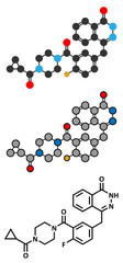 Sticker - Olaparib cancer drug molecule. Inhibitor of PARP.