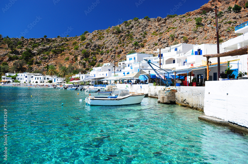Obraz na płótnie Greek coastline village of Loutro in southern Crete w salonie