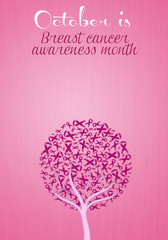 Wall Mural - Plant with pink ribbon for breast cancer