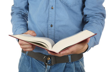 Canvas Print - Man holding book closeup