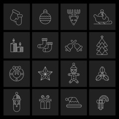 Poster - Christmas icons set outline