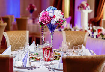 Luxury banquet table setting at restaurant