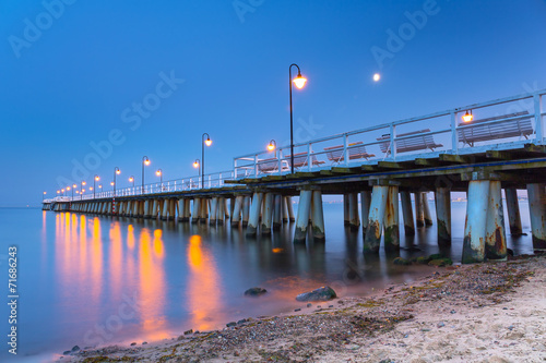 Naklejka - mata magnetyczna na lodówkę Baltic pier in Gdynia Orlowo at dusk, Poland