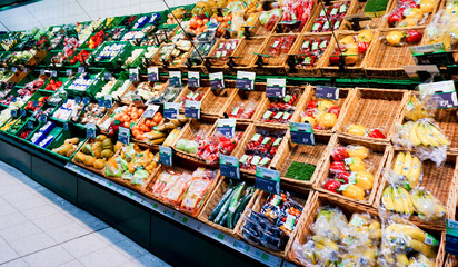 Sticker - market vegetables.  Vegetables Displayed on a Market Stall