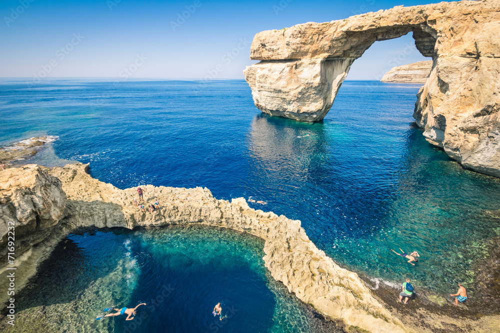 The world famous Azure Window in Gozo island Malta - obrazy, fototapety, plakaty 