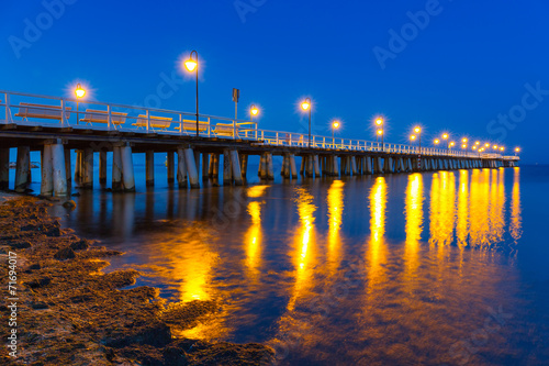 Nowoczesny obraz na płótnie Wooden pier at Baltic sea in Gdynia Orlowo, Poland