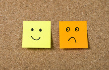 Post It Notes Smiley And Sad Face Happiness Vs Depression