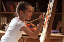 Young Talented  Girl Artist Painter