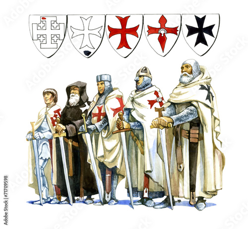 Plakat na papierze fotorealistycznym Rycerze templariusze