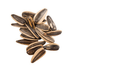 Sunflower seeds over white background