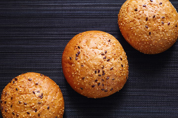 Bun with flax and sesame seeds