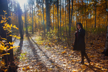 Woman enjoying autumn