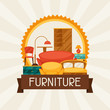 © incomible - Interior background with furniture in retro style.