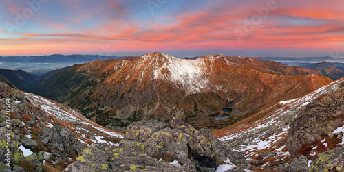 Obraz na płótnie canvas dwuczęściowy "dyptyk" Panorama górski sunrise krajobraz, słowacja