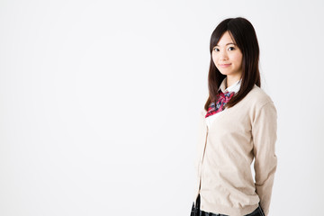 young asian woman on white background