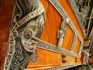 Wall Mural - Traditional decoration of Batak house on Samosir island, Sumatra