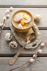 Poster - Portion of the sour rye soup made of soured rye flour and meat