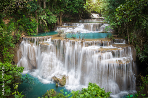 Nowoczesny obraz na płótnie Thailand waterfall in Kanchanaburi (Huay Mae Kamin)