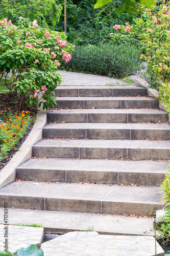 Obraz w ramie outdoor stairs in the garden