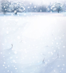 Wall Mural - Vector winter landscape.