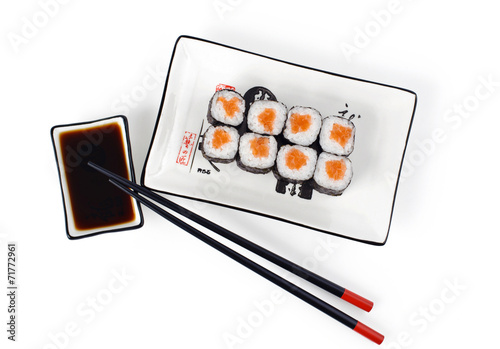 Naklejka samoprzylepna Sushi na jasnym tle