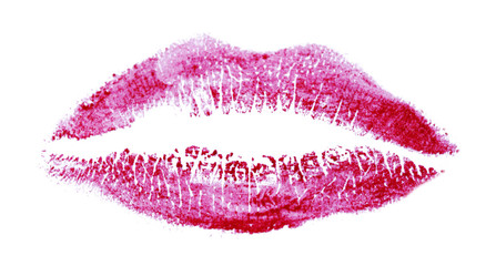 Poster - Lipstick kiss isolated on white